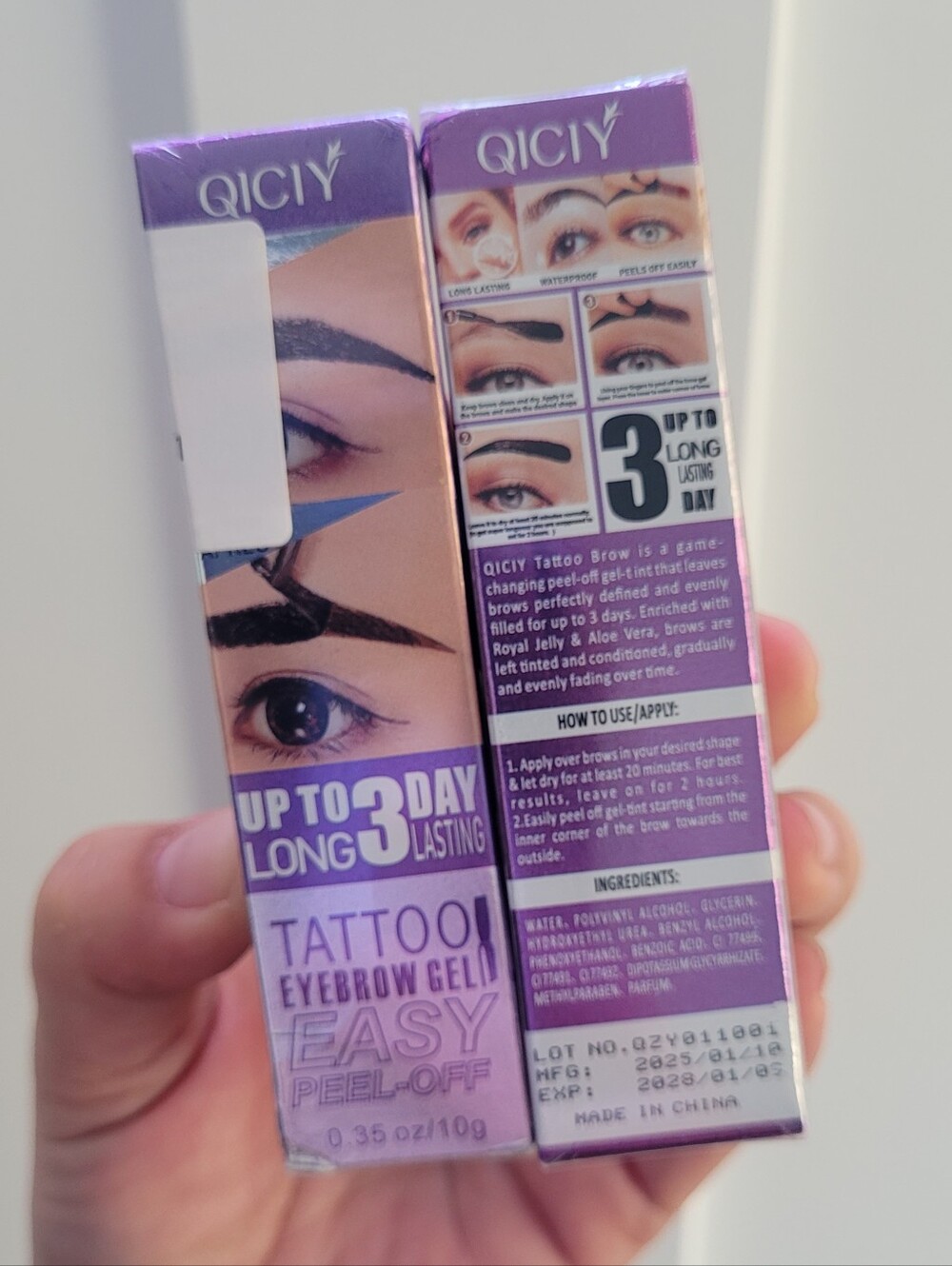 Qiciy Tattoo Eyebrow Gel Easy Peel Off, Set of 2